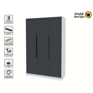 Шкаф распашной Тренд КТ-Ш3 (Белый платинум ЛДСП/ Пепел ЛМДФ) Ш1360 В2128 Г547